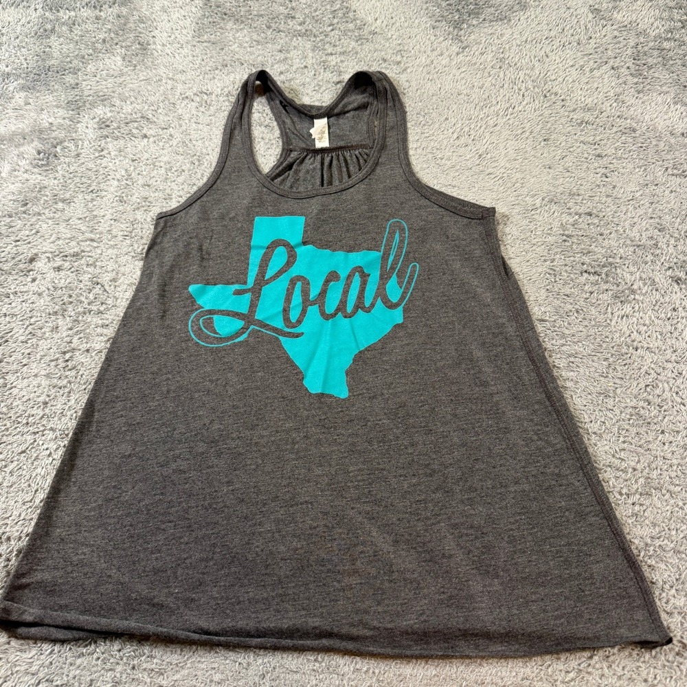 Bella Canvas Womens Texas Local Racerback Tank Top Size S Gray Graphic Tee